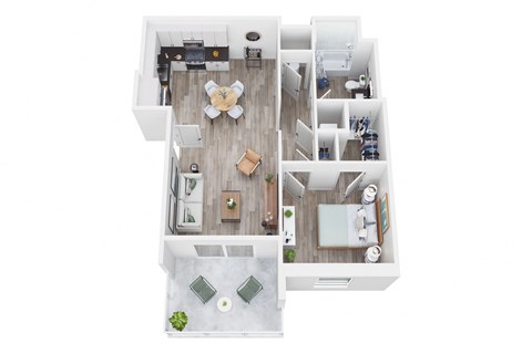 a floor plan of a house with a bedroom and a living room